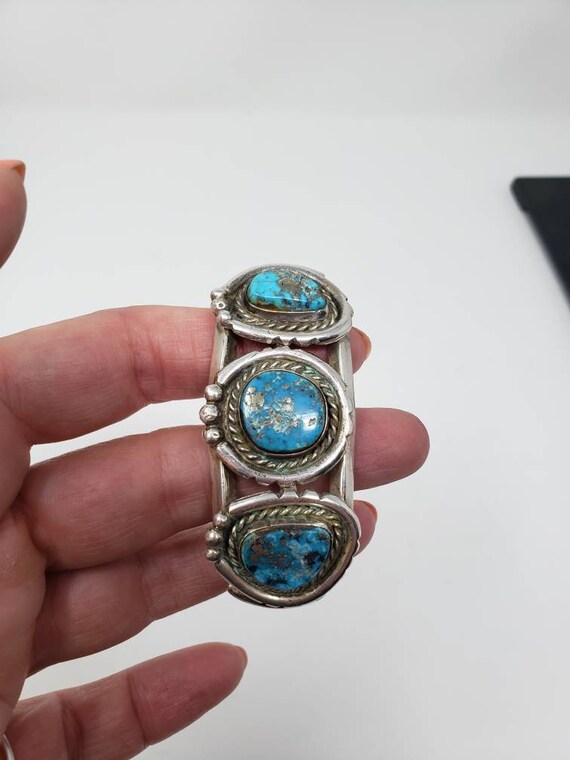 Old Pawn Silver and Turquoise Cuff