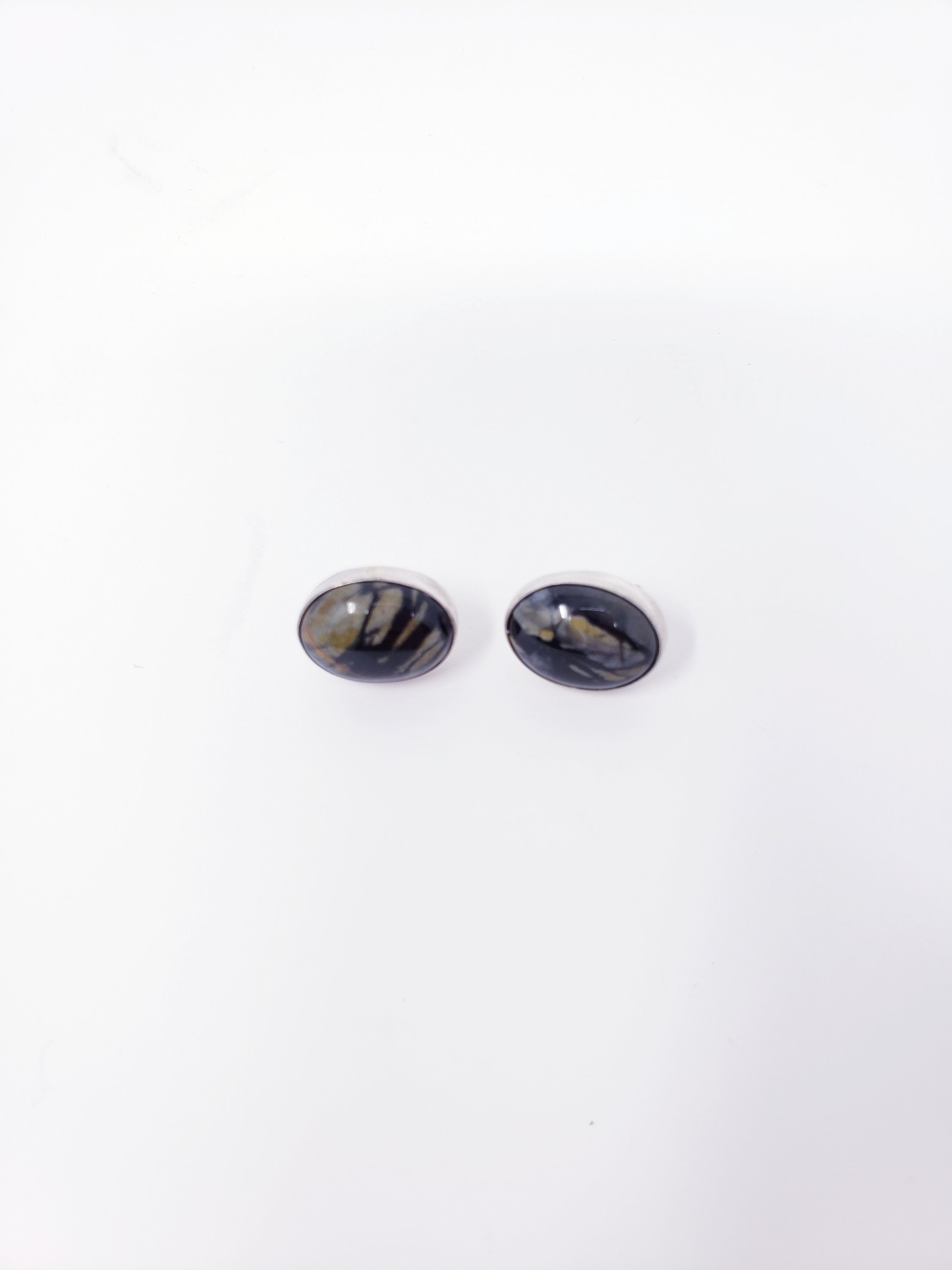Sterling Silver Real Semi Precious Gemstone Pierced Earrings Vintage