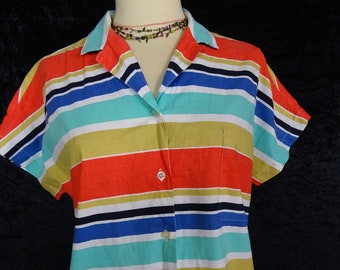 Chemise vintage rayures, coton, années 8O.