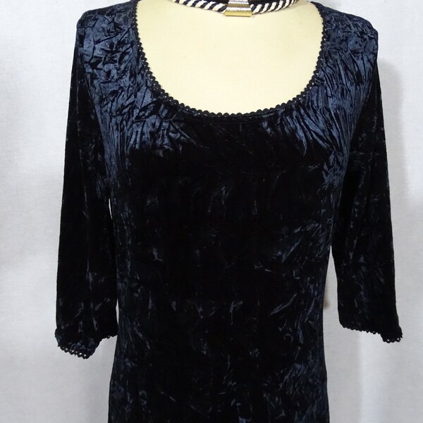 Superbe robe longue vintage style gothique, velours noir, années 80/90