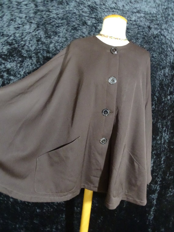 Vintage brown cape, long sleeves, 60s/70s. - image 1