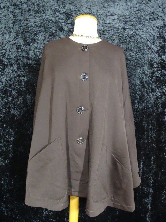 Vintage brown cape, long sleeves, 60s/70s. - image 2