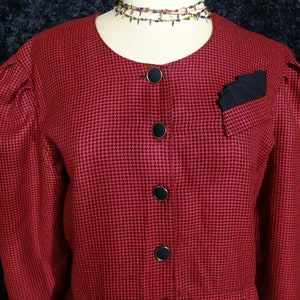 Vintage red and black houndstooth style dress, 80s