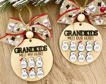 Personalized Grandkids Melt My Heart Christmas Ornament | Grandparents Gift | Grandkids Ornament | Family Ornament