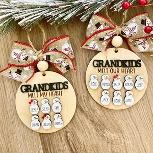 Personalized Grandkids Melt My Heart Christmas Ornament | Grandparents Gift | Grandkids Ornament | Family Ornament