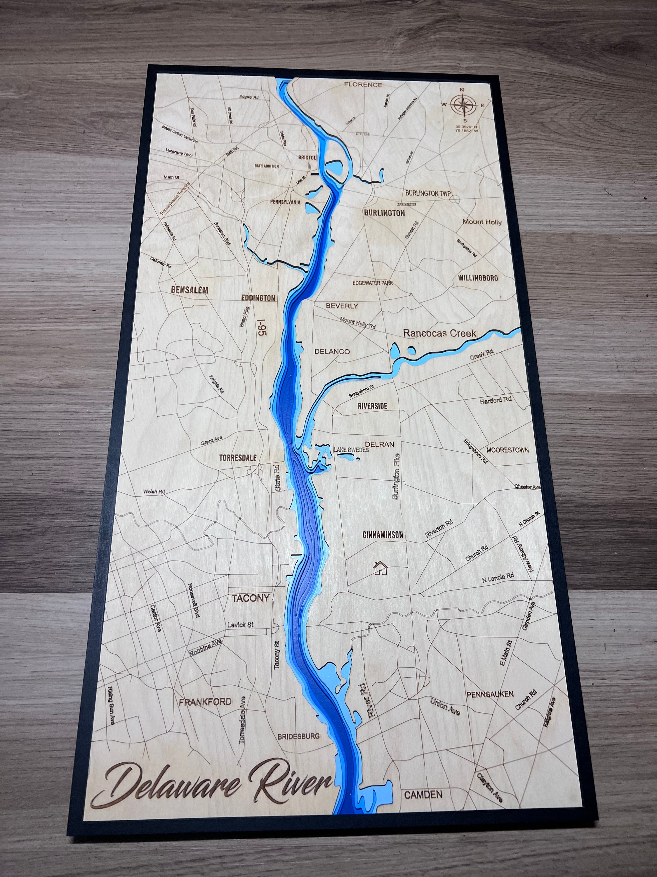 Delaware River PA/NJ 3D Depth Map Bathymetric Map Layered
