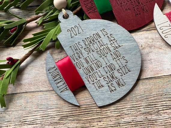 Children's Height Christmas Ornament RIBBON INCLUDED CUSTOM 4 Round  Farmhouse Ornament Laser Cut & Engraved Ornament 