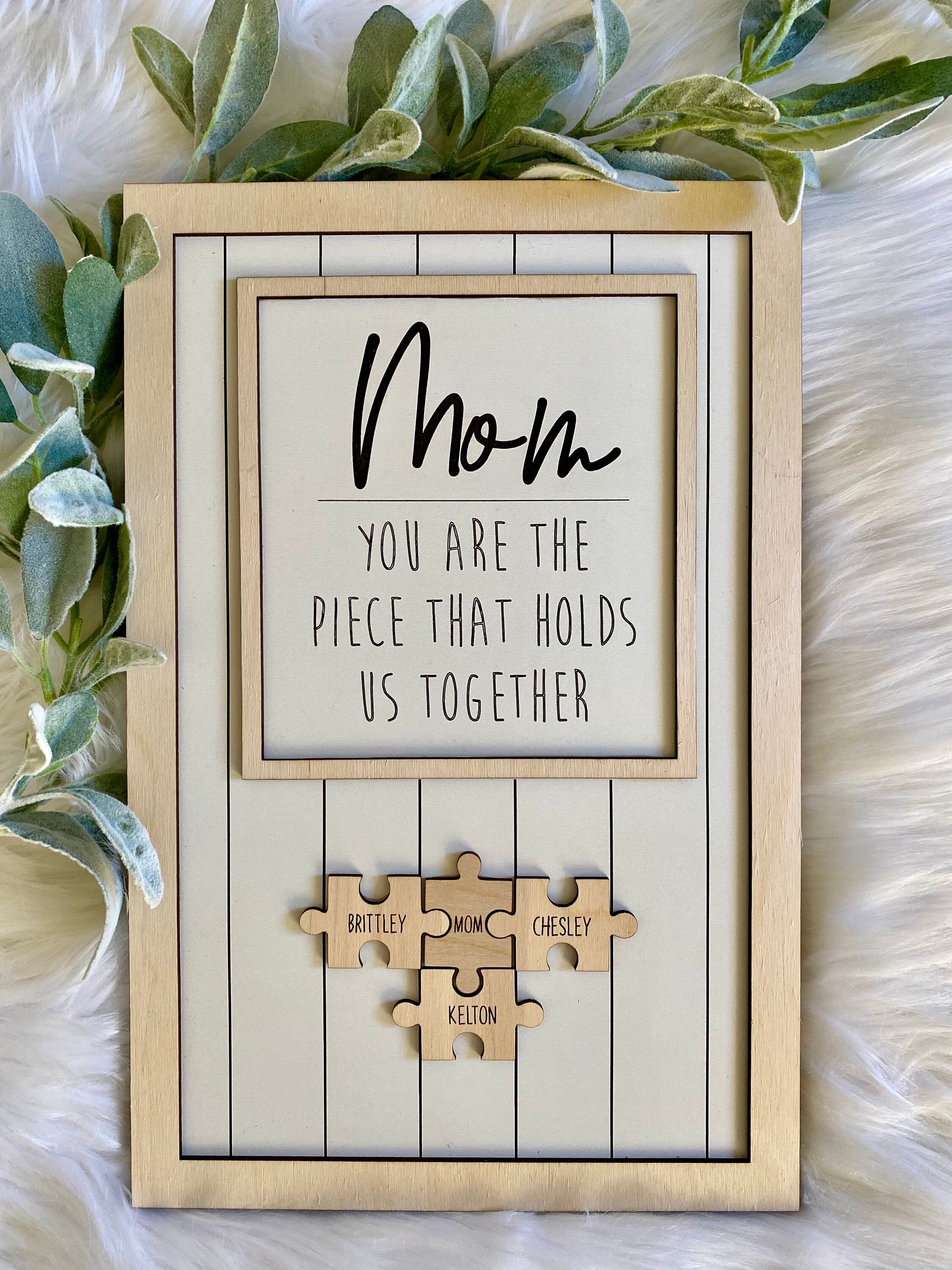 Mom Puzzle 3D Laser Sign Mother's Day Gift Birthday Etsy