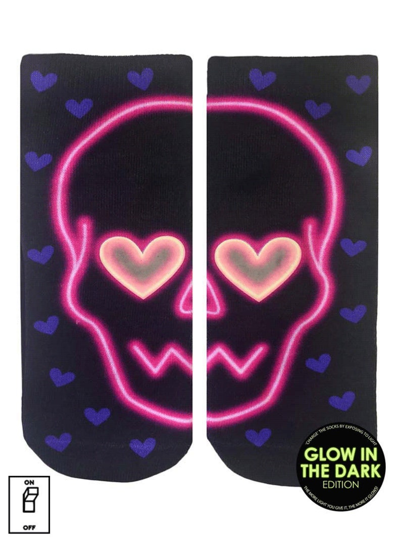 Love Skull Glow-In-The-Dark Ankle Socks OSFM by Living Royal