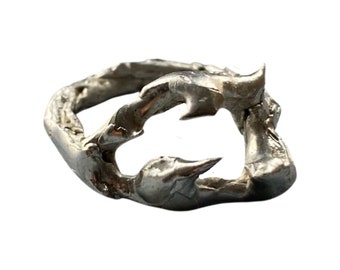 Handgefertigter Gothic Spiky Ring | Flüssigmetall-Hornring | Abstrakter Statement-Ring | Gothic Brutalist Alt Goblincore Fairycore Ring Softgoth