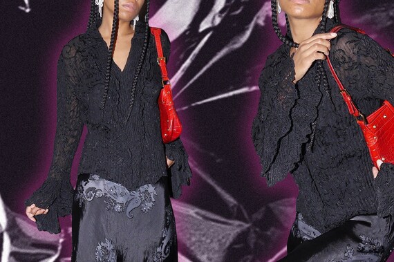 Vintage 90’s gothic ruffle blouse / gothic steampu