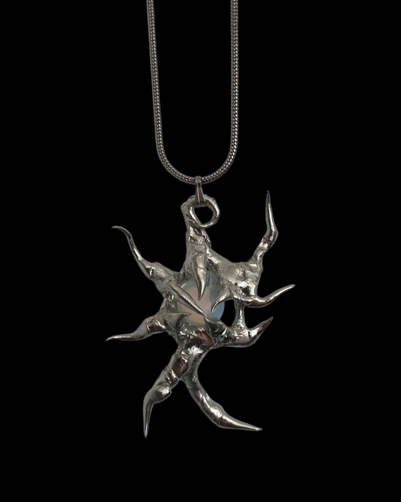 Handmade Metal Spiky Star Pendant Vintage Moonstone Thorn Etsy