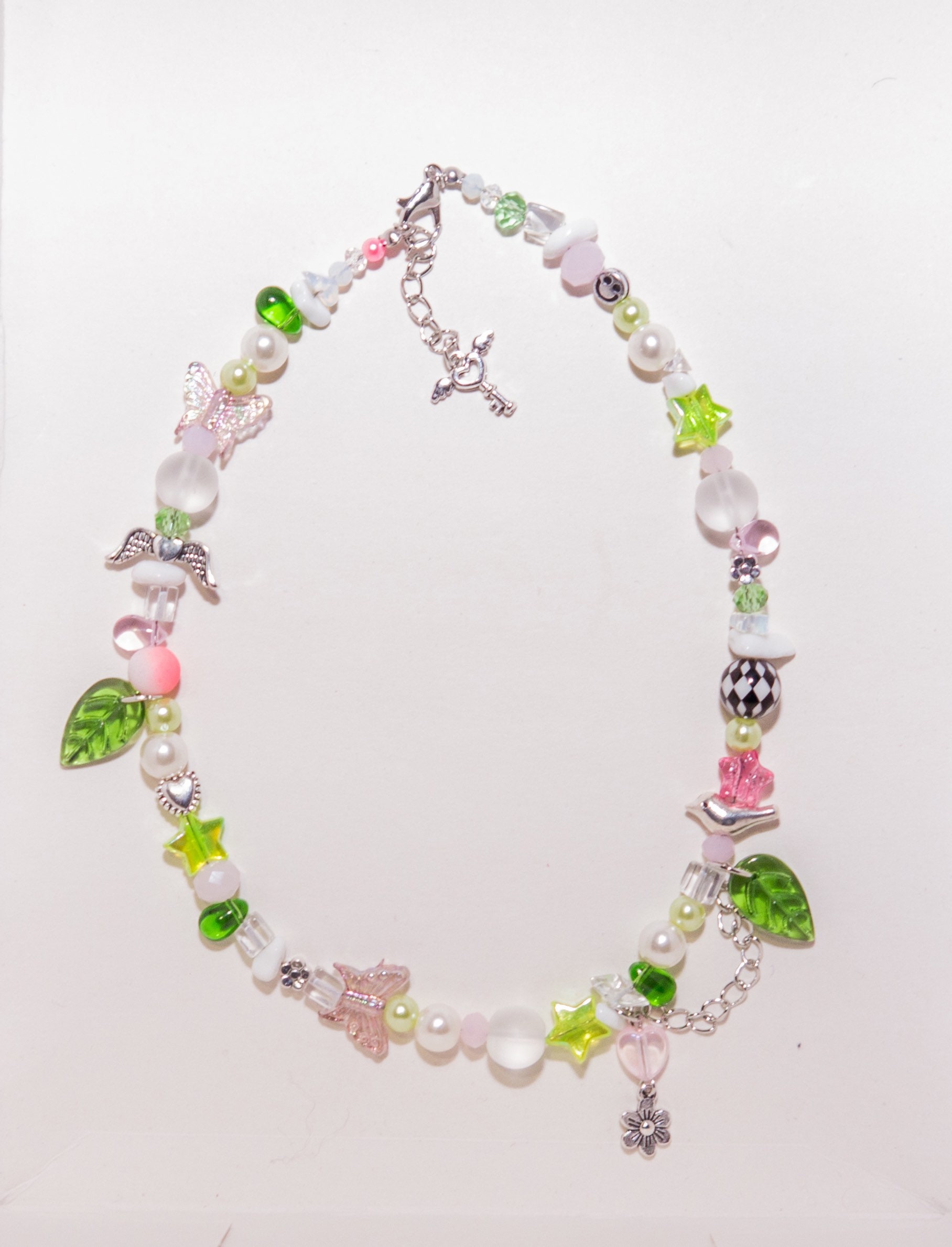 Y2K Fairytale Elf Mushroom Mismatched Beaded Necklace
