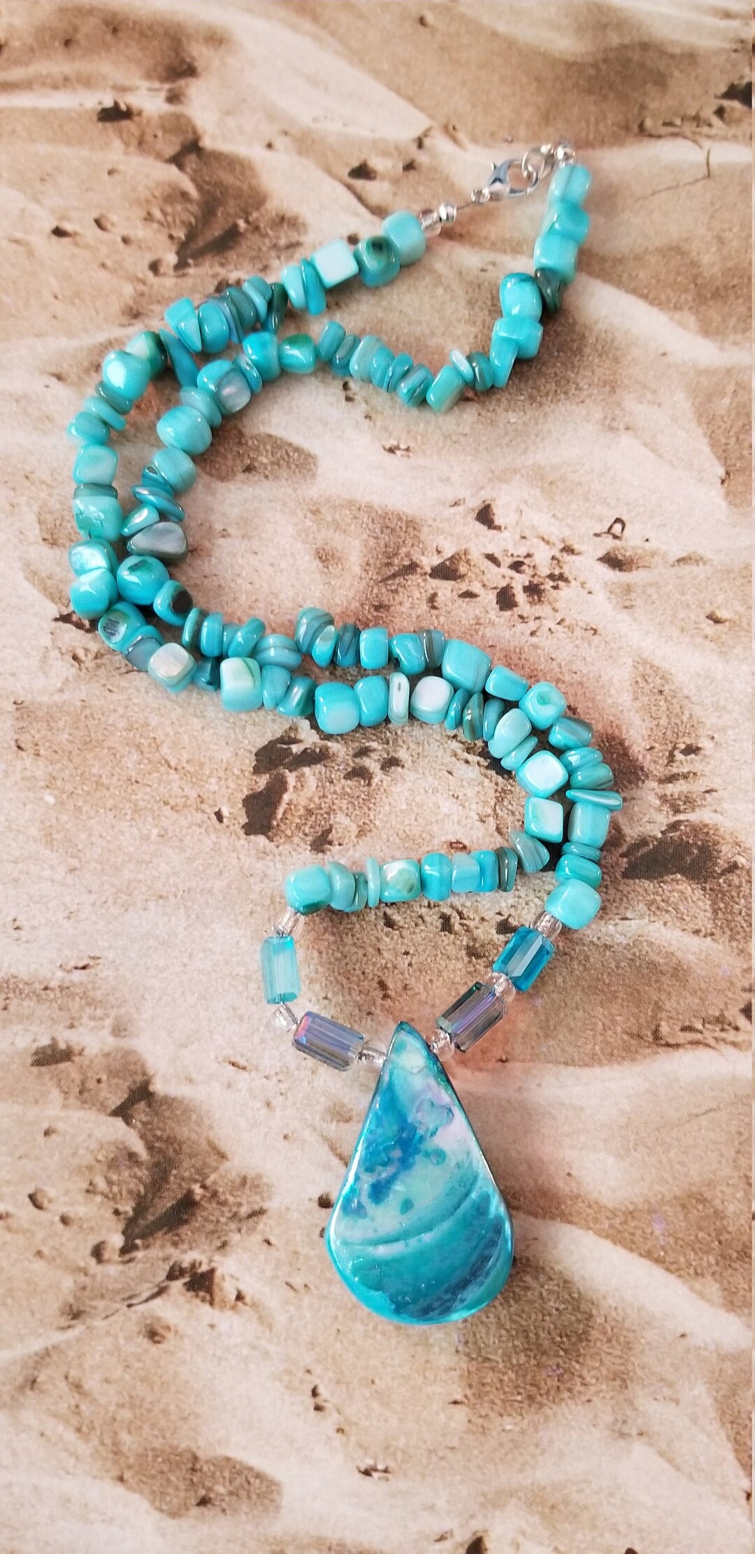 Beach Combing Necklace, Turquoise/Orange main image 1