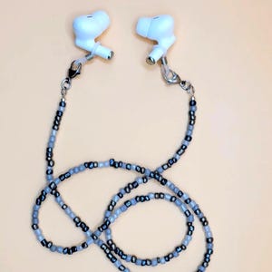 Beaded Eyeglasses Sunglasses Earbuds Chain: Gray Black Silver