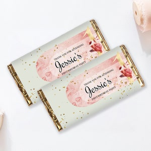 Pink and Gold First Birthday Candy Bar Wrapper Template