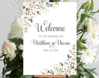 Floral Frame Wedding Sign | Personalized | Welcome Poster | Printable
