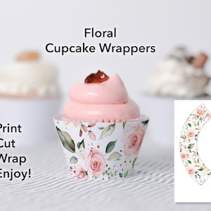 Floral Cupcake Wrappers for Valentine's Day, Mother's Day, Bridal Showers