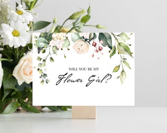 Will You Be My Flower Girl Proposal Card | Floral Wedding Party Proposal Card |