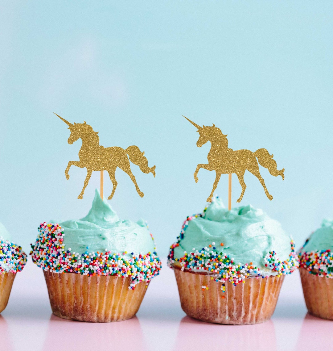 Unicorn Themed Cupcake Topper First Birthday Decorations Etsy