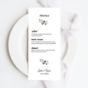 Minimalistyczne menu eukaliptusowe na wesela, wieczory panieńskie i specjalne okazje, Templett