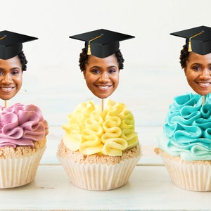 2024 Graduation Photo Cupcake Toppers, Graduation Party Decorations