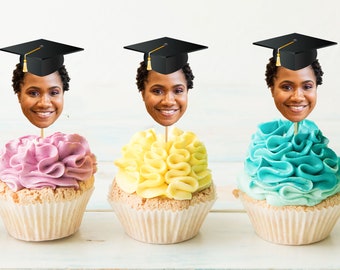 2024 Graduation Photo Cupcake Toppers, Graduation Party Decorations