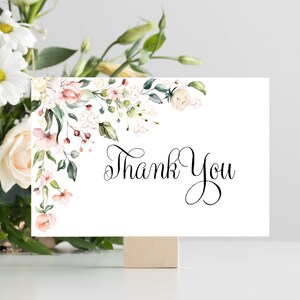 ビジネス、結婚式、同僚、友人への花柄サンキューカード