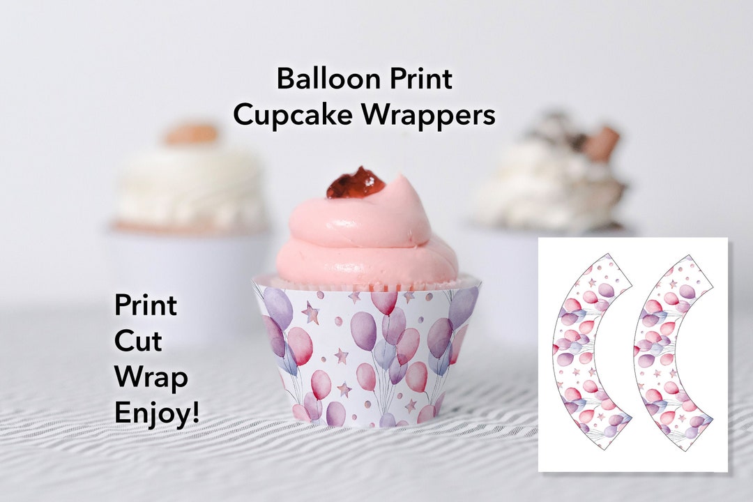Birthday Cupcake Wrappers | Balloon Print Cupcake Liners - Etsy