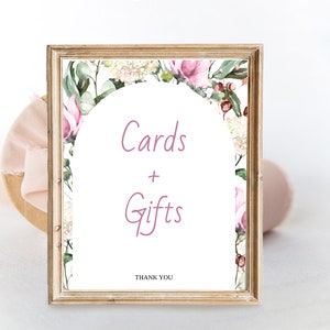 Floral Arch Cards and Gifts Sign for Bridal Showers, Baby Showers, and Weddings