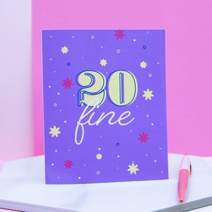 Carte de voeux colorée 29e anniversaire - « 20 Fine » - format A2 - imprimée