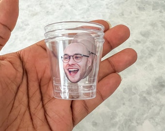 Groom Photo Face Cutout Plastic Shot Glasses - Bachelorette, Birthday, Bridal Decorations