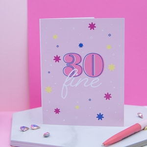 Carte de voeux colorée 39e anniversaire - « 30 Fines » - format A2 - imprimée