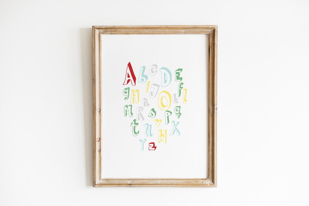 Nursery Alphabet Art Alphabet Poster Printable Nursery Art Wall Decor