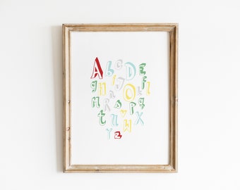 Alphabet Art | Alphabet Poster | Druckbare Kinderzimmer Kunst | Wanddeko | Baby Shower Geschenk