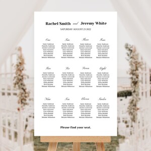 Modern Minimal Seating Chart Template for Weddings and Dinners