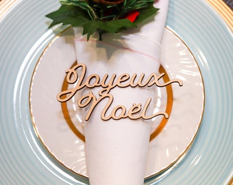 Joyeux Noël Christmas Place Card - Holiday Table Setting Decoration - Christmas Place Setting Words