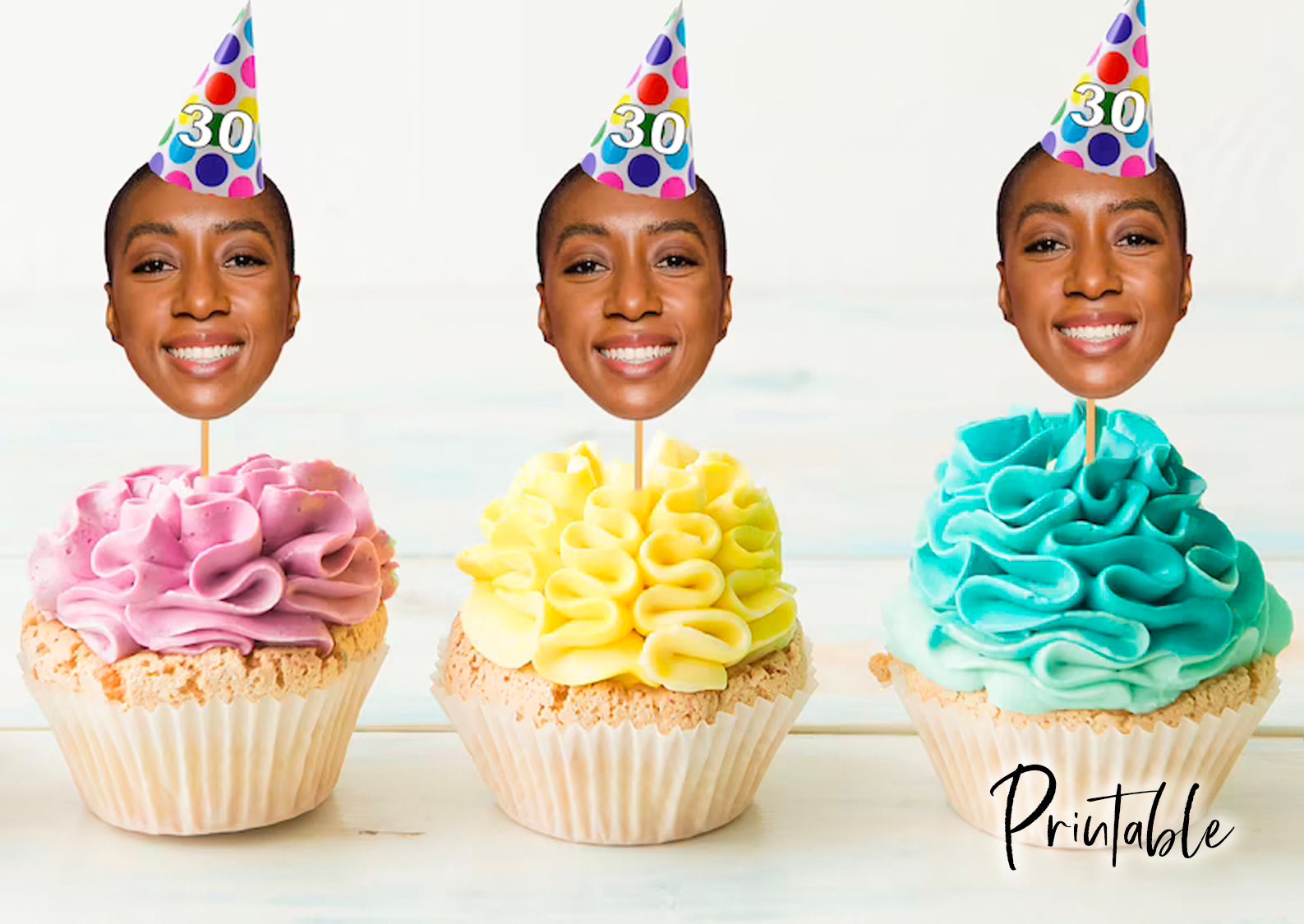 Custom Photo Cupcake Toppers Printable Etsy Canada