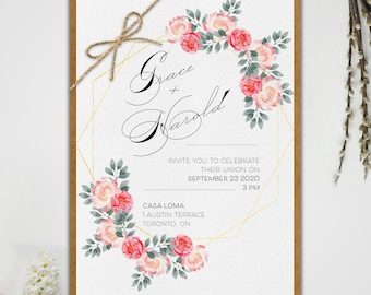 Wedding Invitation | Geometric Frame | Printable Invitation | Custom invitation | Floral