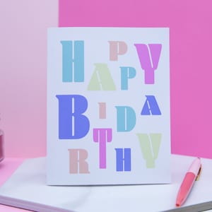 Carte de voeux amusante et colorée de joyeux anniversaire - Format A2 - Imprimée