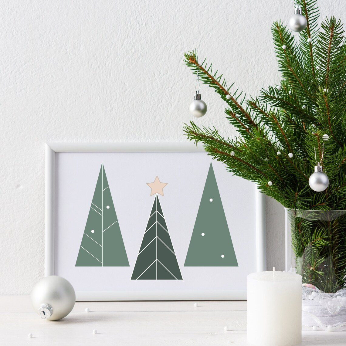 Minimalist Christmas Trees Poster Boho Christmas Decor Etsy