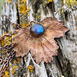 Electroformed Leaf and Labradorite Necklace