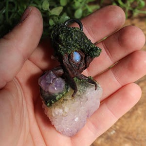 Handmade Magical Fairy Tree Quartz Crystal Pendant