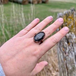 Electroformed Black Moonstone Ring Size 7.5 Handmade