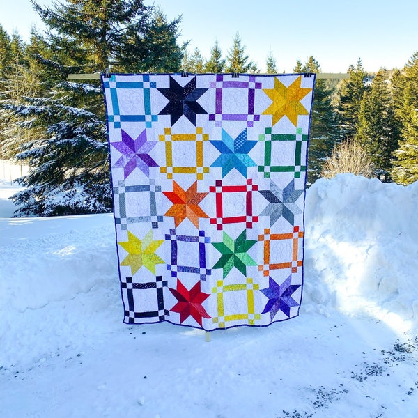 Stash Hash quilt pattern by Gigis Thimble, Modern quilt, Quilt, Bright Colors Homemade quilt, throw, lap quilt