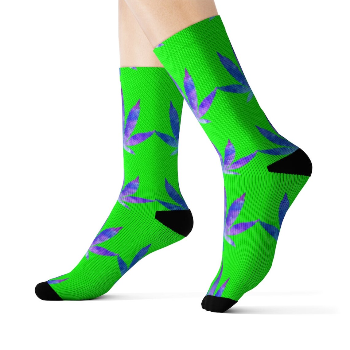 Green Galaxy Weed Socks Weed Socks Marijuana Socks Cannabis Etsy