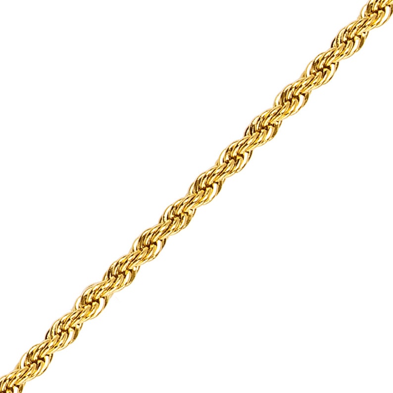 16 \u2013 36 inches KISPER 18k Gold Over Stainless Steel Hip Hop Rope Chain Necklace 5mm