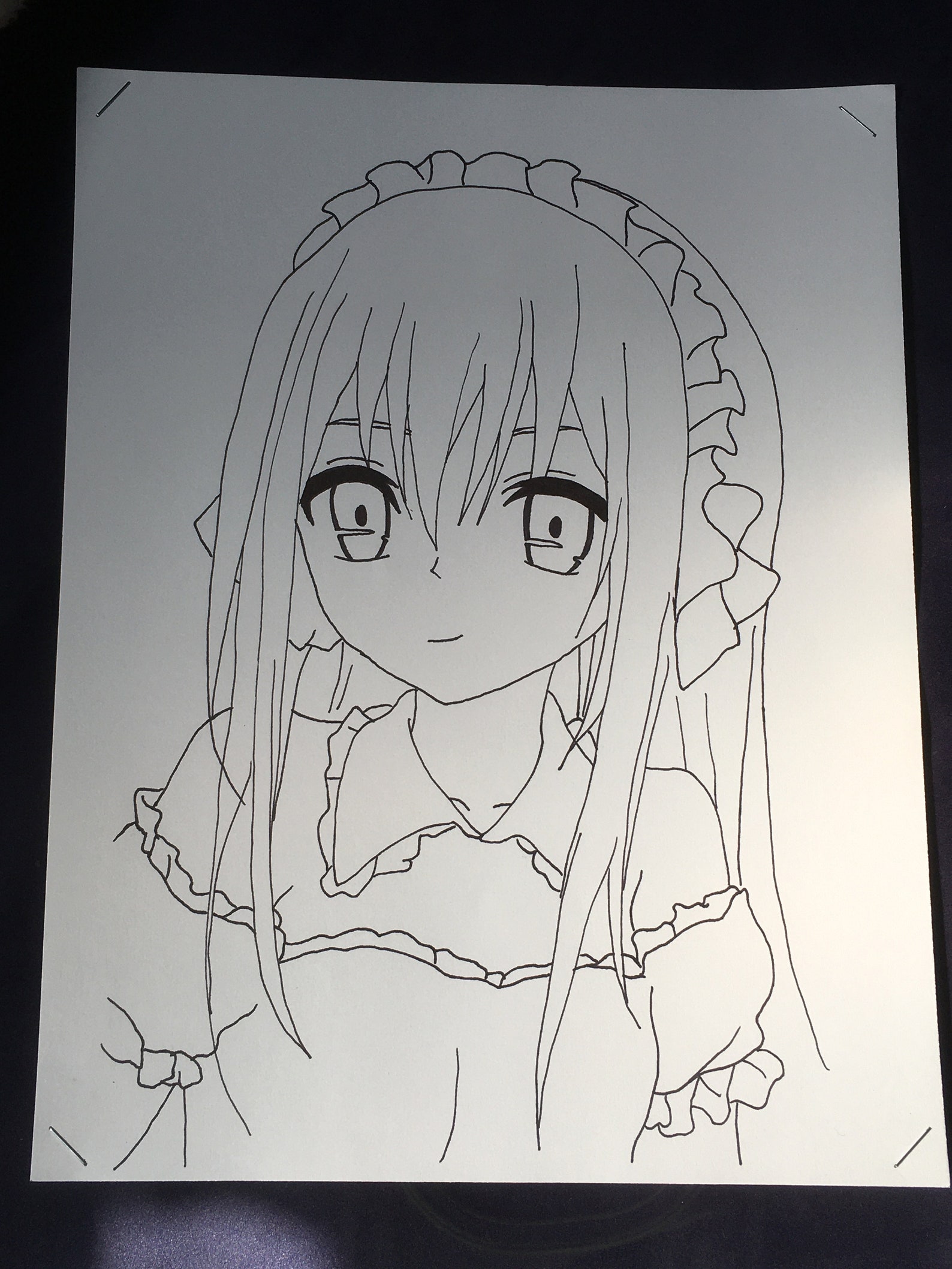 Pretty Anime Maid Coloring page | Etsy