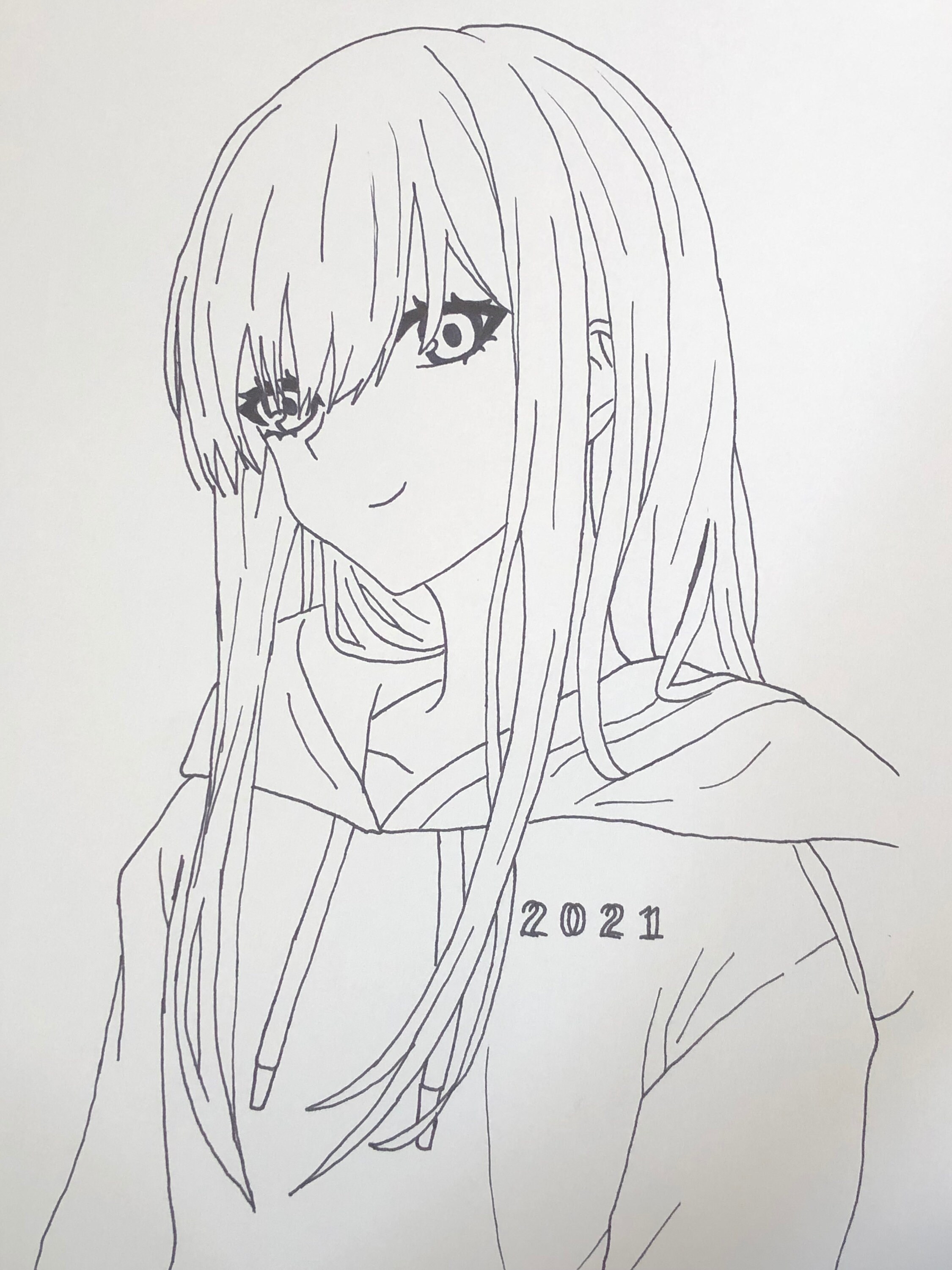 Pretty Anime Girl in Hoodie Coloring Page Etsy