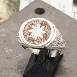 MTG Signet Ring Plain White Mana Reconstituted Natural Stone 925 Sterling Silver by KAIKO